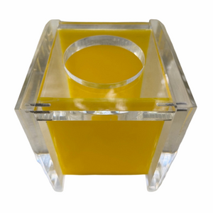 Rare Vintage L & R Enterprises MCM Lucite Yellow Clear Tissue Box Holder Lid